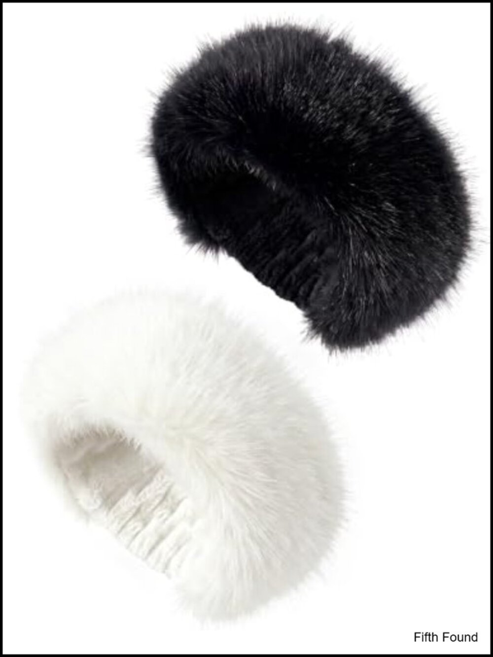 2 Pack Faux Fur Winter Headbands Womens Elastic Earmuffs Earwarmers